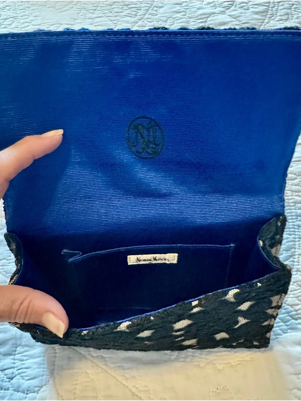 Neiman Marcus Black Lace Overlay Clutch
